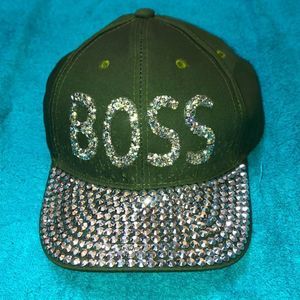 Something special studded olive “BOSS” baseball cap one size